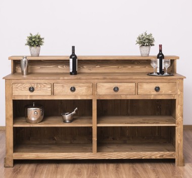 Bar with 4 drawers, 4 open compartments