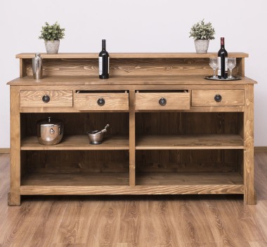 Bar with 4 drawers, 4 open compartments
