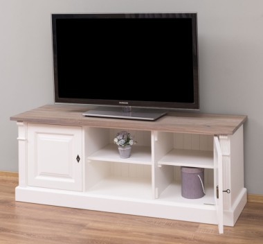 Chest of 2 doors and open shelves, oak top