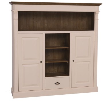 Bookcase with 2 doors, 1 drawer, open shelves - PS488