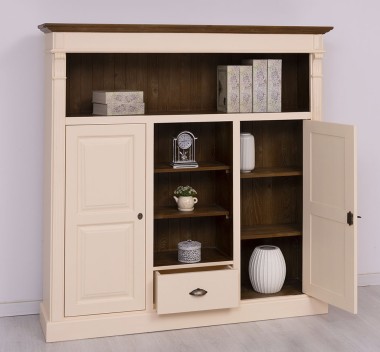 Bookcase with 2 doors, 1 drawer, open shelves - PS488