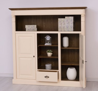 Bookcase with 2 doors, 1 drawer, open shelves - PS488