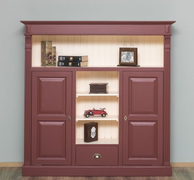 Bookcase with 2 doors, 1 drawer, open shelves - PS488