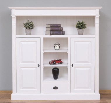 Bookcase with 2 doors, 1 drawer, open shelves - PS488