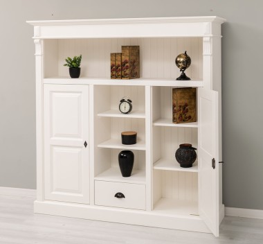Bookcase with 2 doors, 1 drawer, open shelves - PS488