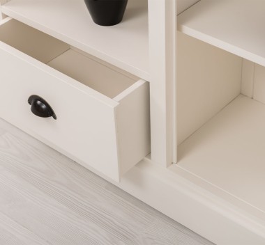 Bookcase with 2 doors, 1 drawer, open shelves - PS488