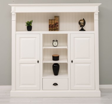 Bookcase with 2 doors, 1 drawer, open shelves - PS488