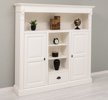 Bookcase with 2 doors, 1 drawer, open shelves - PS488