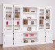 Large bookcase with 4 doors and Cremone, open middle BAS + 4 glass doors, and open middle SUP
