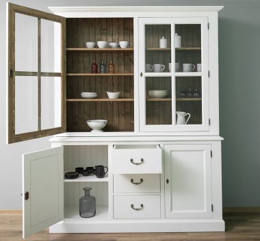 2-door sideboard, 3 BAS drawers + 2 SUP glass doors - PS370BAS+PS165SUP