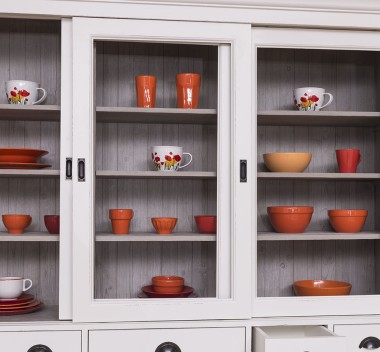 Sideboard with 3 sliding doors, 3 BAS drawers + 3 sliding glass doors, 5 SUP drawers - PS173+PS174