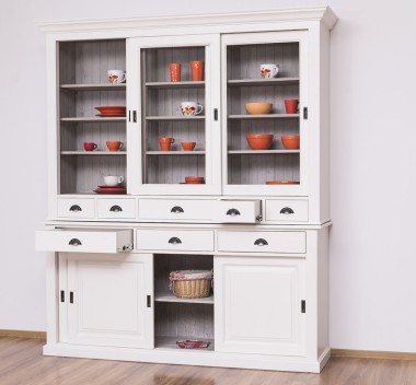 Sideboard with 3 sliding doors, 3 BAS drawers + 3 sliding glass doors, 5 SUP drawers - PS173+PS174