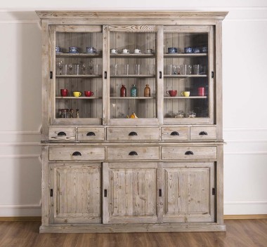 Sideboard with 3 sliding doors, 3 BAS drawers + 3 sliding glass doors, 5 SUP drawers - PS173+PS174