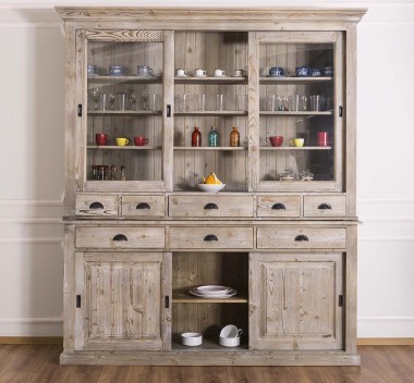 Sideboard with 3 sliding doors, 3 BAS drawers + 3 sliding glass doors, 5 SUP drawers - PS173+PS174