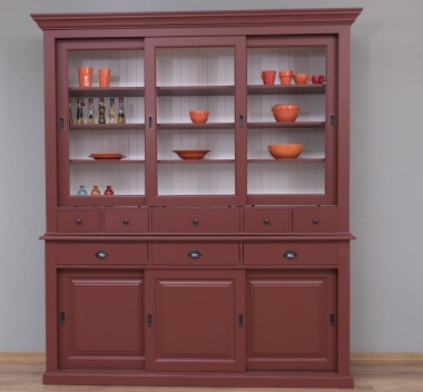 Sideboard with 3 sliding doors, 3 BAS drawers + 3 sliding glass doors, 5 SUP drawers - PS173+PS174