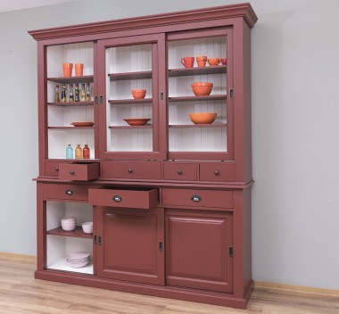 Sideboard with 3 sliding doors, 3 BAS drawers + 3 sliding glass doors, 5 SUP drawers - PS173+PS174