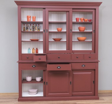 Sideboard with 3 sliding doors, 3 BAS drawers + 3 sliding glass doors, 5 SUP drawers - PS173+PS174