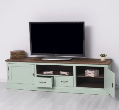 TV sideboard 2 drawers 2 doors oak top BAS - Color Top_P064 - Color Ext._P092 / Color Int._P086 - TRIPLE COLORED