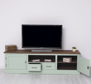 TV sideboard 2 drawers 2 doors oak top BAS - Color Top_P064 - Color Ext._P092 / Color Int._P086 - TRIPLE COLORED