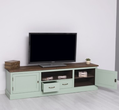 TV sideboard 2 drawers 2 doors oak top BAS - Color Top_P064 - Color Ext._P092 / Color Int._P086 - TRIPLE COLORED