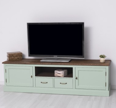 TV sideboard 2 drawers 2 doors oak top BAS - Color Top_P064 - Color Ext._P092 / Color Int._P086 - TRIPLE COLORED