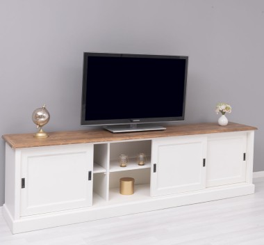 TV cabinet with 4 sliding doors, BAS - Color Top_P001 -Color Corp_P039A - DOUBLE COLORED