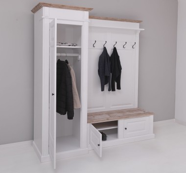 Hallway wardrobe, with shoe rack and coat hanger - left - PS720L