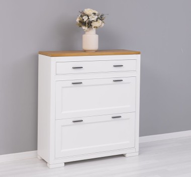 Shoe rack with 2 doors, 1  drawer, drawer on metal rail, Pure - PS642
