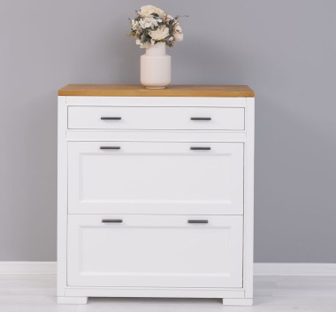 Shoe rack with 2 doors, 1  drawer, drawer on metal rail, Pure - PS642