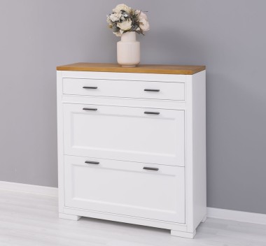 Shoe rack with 2 doors, 1  drawer, drawer on metal rail, Pure - PS642