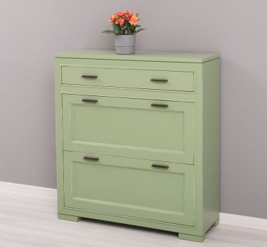 Shoe rack with 2 doors, 1  drawer, drawer on metal rail, Pure - PS642