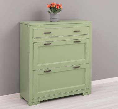 Shoe rack with 2 doors, 1  drawer, drawer on metal rail, Pure - PS642