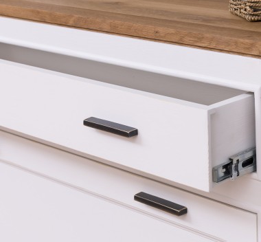 Shoe rack with 2 doors, 1 drawer, oak top, metal rail drawer, Pure - PS642-TOP OAK