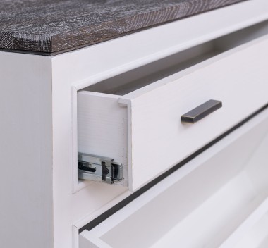 Shoe rack with 2 doors, 1 drawer, oak top, metal rail drawer, Pure - PS642-TOP OAK