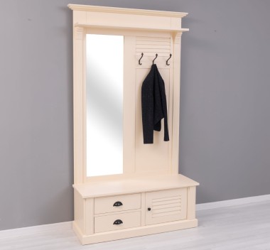 Shutter design hallway coat hanger with mirror, 2 drawers, 1 door - PS722