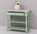Wall console with turned legs, two shelves and one drawer