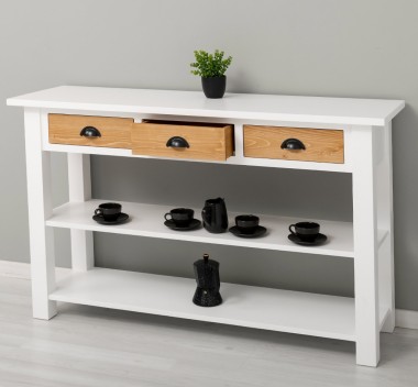 Console with 2 shelves, 3 drawers
