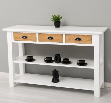 Console with 2 shelves, 3 drawers