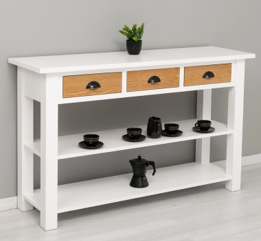 Console with 2 shelves, 3 drawers