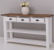Console with 2 shelves, 3 drawers, oak top