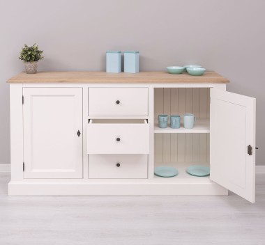 Bufet 2 usi 3 sertare, blat stejar - PS370BAS-TOP OAK