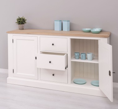 Bufet 2 usi 3 sertare, blat stejar - PS370BAS-TOP OAK