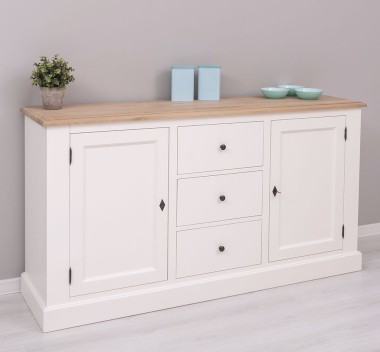 Bufet 2 usi 3 sertare, blat stejar - PS370BAS-TOP OAK