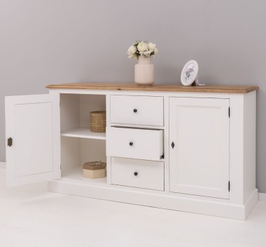 Bufet 2 usi 3 sertare, blat stejar - PS370BAS-TOP OAK