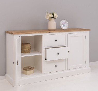 Bufet 2 usi 3 sertare, blat stejar - PS370BAS-TOP OAK