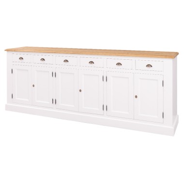 Buffet with 6 doors and 6 drawers, oak top, BAS - PS179BAS-TOP OAK