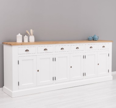 Buffet with 6 doors and 6 drawers, oak top, BAS - PS179BAS-TOP OAK