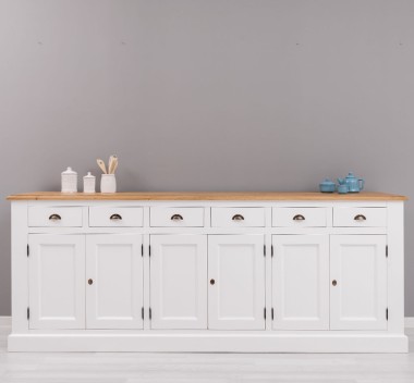 Buffet with 6 doors and 6 drawers, oak top, BAS - PS179BAS-TOP OAK