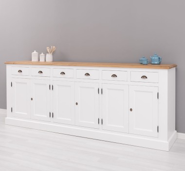 Buffet with 6 doors and 6 drawers, oak top, BAS - PS179BAS-TOP OAK