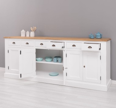 Buffet with 6 doors and 6 drawers, oak top, BAS - PS179BAS-TOP OAK
